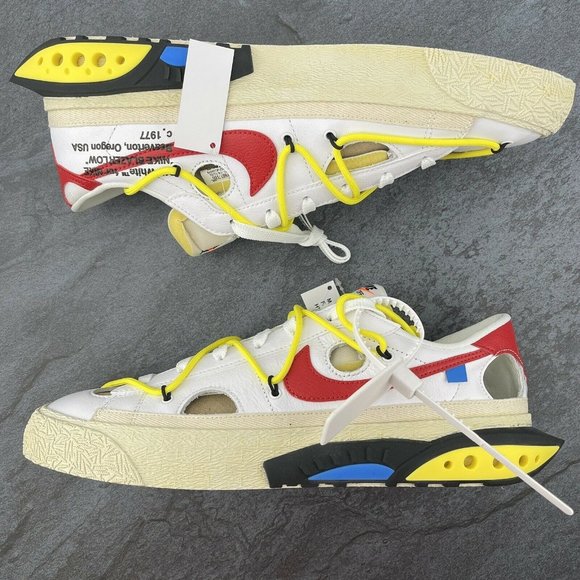 Nike Off White Blazer Low 77 Size 11 Mens White University Red OW Collaboration - Picture 6 of 12